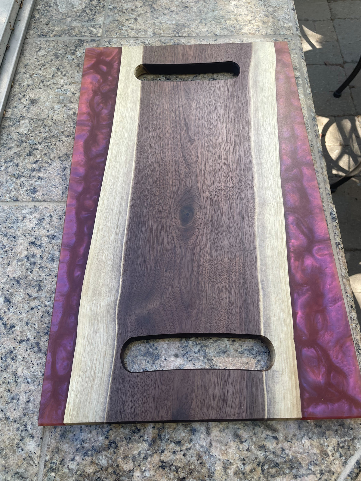 Fire Red Dark Walnut Serving Tray