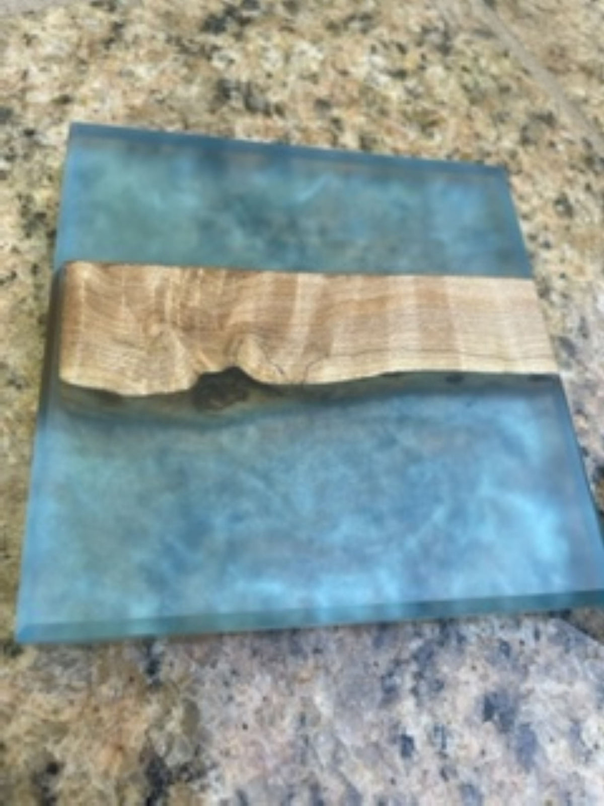 4&quot; x 4&quot; Deluxe Cracked Ice Blue Maple Coasters---Set of 5